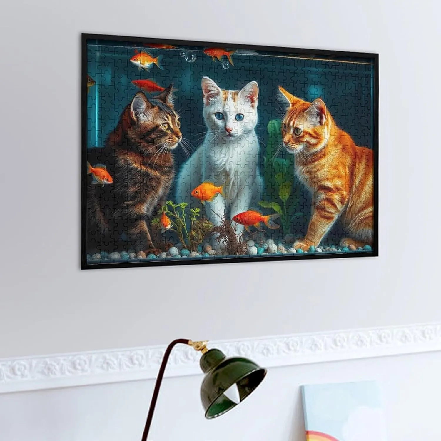 Funny Cat and Fish 500 Piece Puzzle Jigsaw Puzzle for Adults and Kids Greaty Family Game Night Activity - Unique Precision Fit Pieces