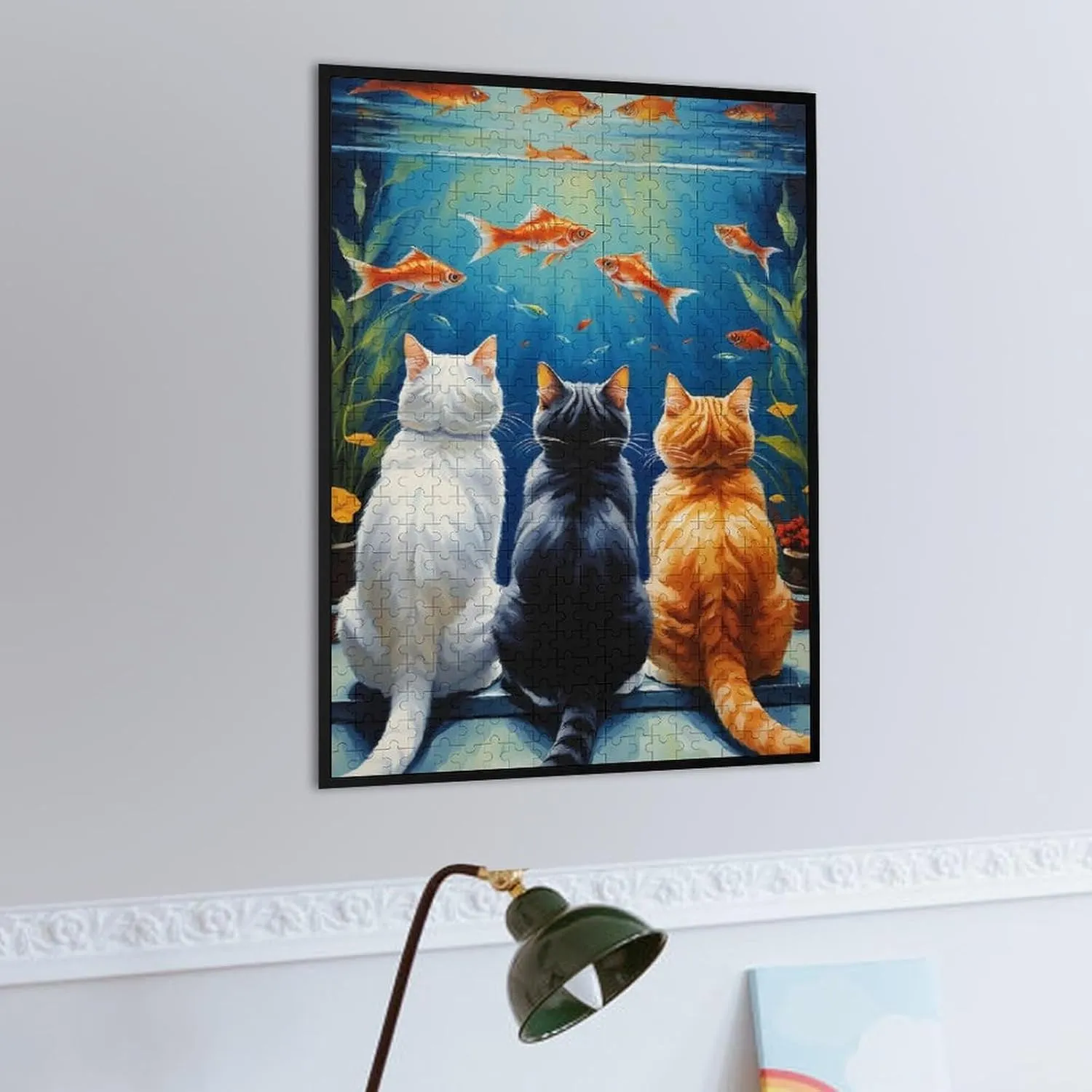 Funny Cat and Fish Impossible Hard Difficult Puzzle 500 Piece Challenging Puzzles Simple Fashion Jigsaw Puzzles for Adults Kids for Game Home Decor