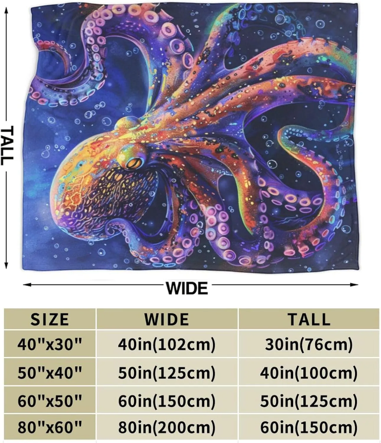 Funny Octopus Blanket for Woman Purple Octopus Throw Blanket Octopus Decor Stuff Merch Cozy Fuzzy Warm Soft Plush Flannel Fleece Lightweight Bedding Ocean Animals Gifts for Girls Kids Boy 50"X40"