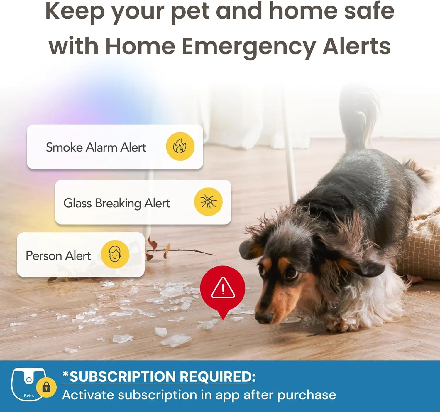 Furbo Mini Pet Camera - Unlock Camera & Smart Features w/Paid Plan: Home Security with Dog & Cat Safety Alerts, 2-Way Audio, Mountable Smart Cam w/Phone App (Subscription Required, 3mo Minimum)