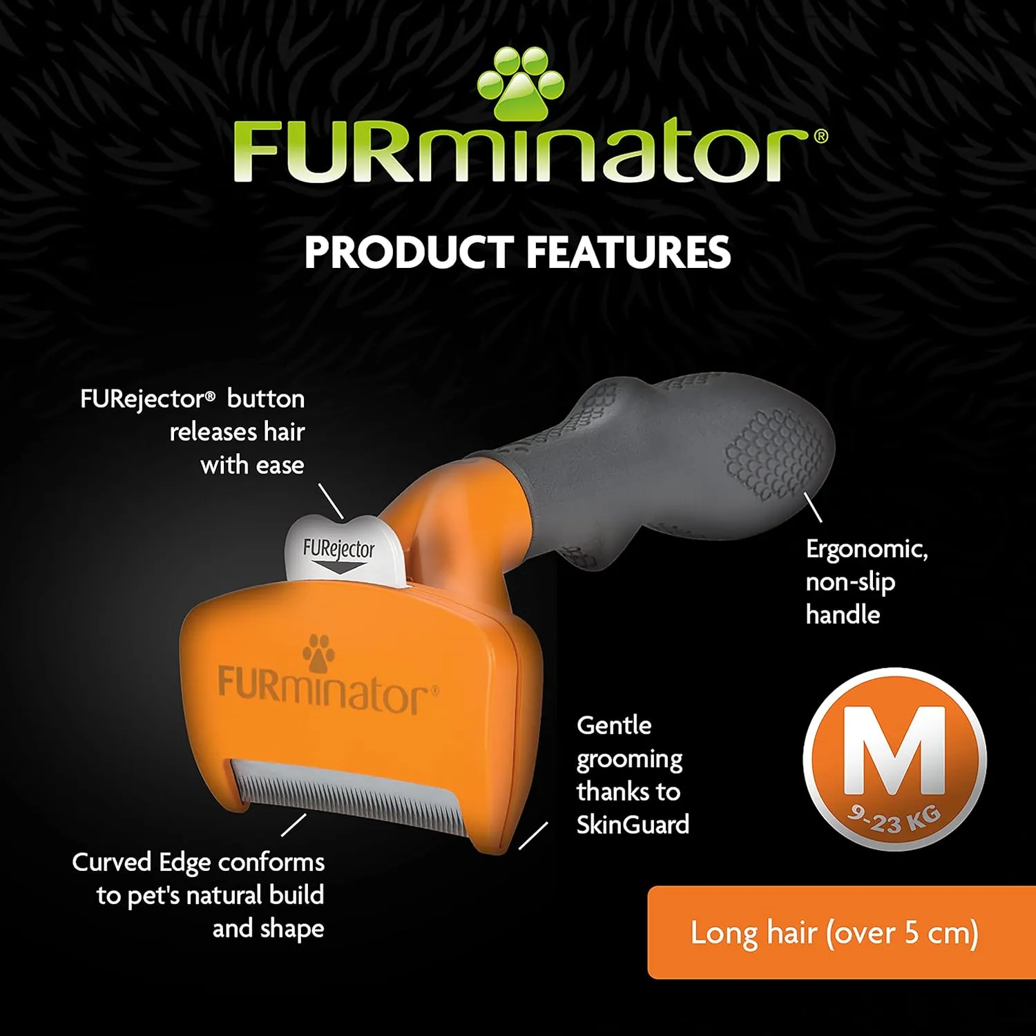 FURminator Undercoat deShedding Tool for Medium Long Hair Dogs, 9-23 kg 2.0