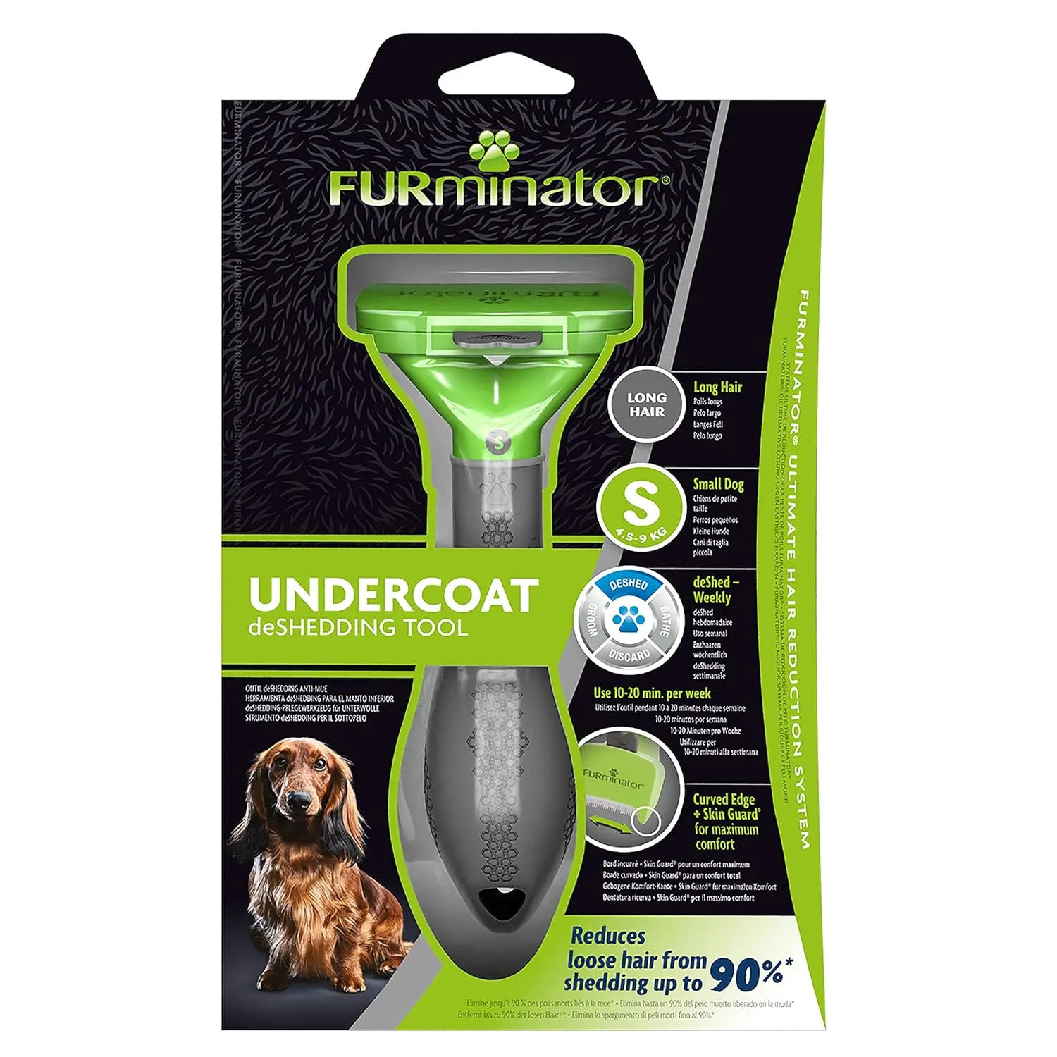 FURminator Undercoat deShedding Tool for Small Long Hair Dogs 4.5-9 kg