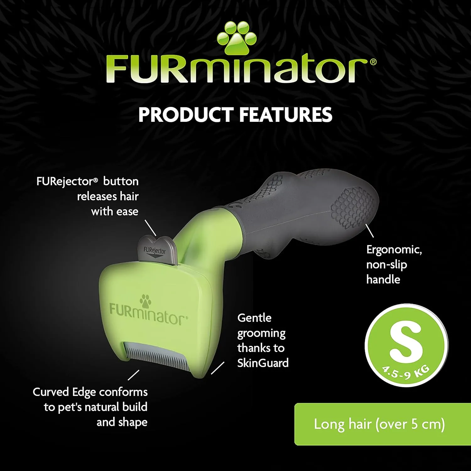 FURminator Undercoat deShedding Tool for Small Long Hair Dogs 4.5-9 kg