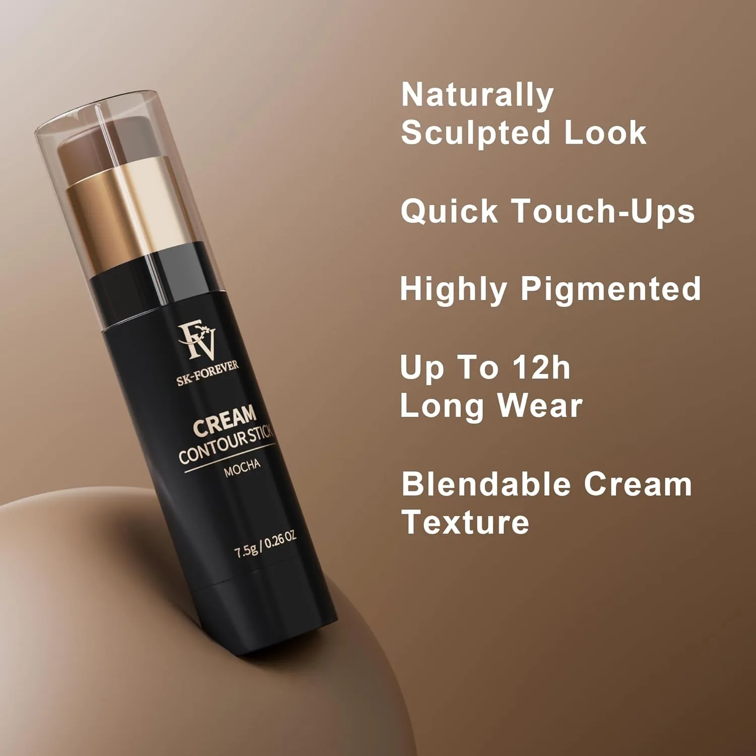 FV 2PCS Contour Stick, Highly Pigmented & Blendable Contour and Highlighter Stick, Long Lasting & Creamy Texture, Waterproof Contour Set for Face Shaping Makeup (02 Mocha & 03 Champagne)