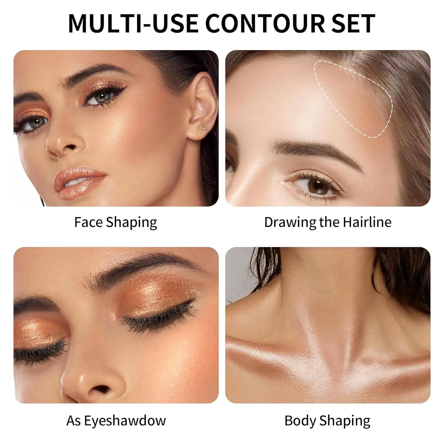 FV 2PCS Contour Stick, Highly Pigmented & Blendable Contour and Highlighter Stick, Long Lasting & Creamy Texture, Waterproof Contour Set for Face Shaping Makeup (02 Mocha & 03 Champagne)