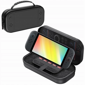 Gaekol Carrying Case for Switch 2 (2025), Portable Slim Protective Hard Shell Travel Case for Nintendo Switch 2, Lightweight and Large Capacity Accessories Storage Bag, Black (Large)