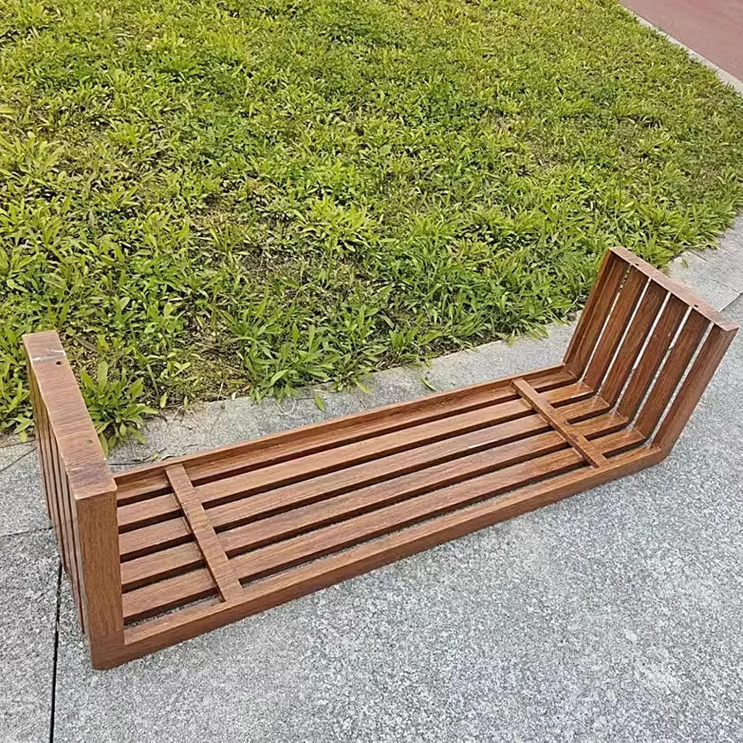 Galvanized Steel Outdoor Park Chair Without Backrest Outdoor Benches Weatherproof Wood Grain Transfer Process Garden Bench for Campus, Community, Scenic Spot(Natural,100 * 40 * 45cm)