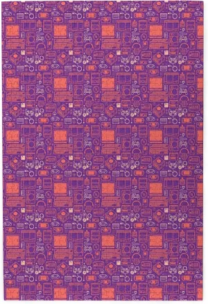 Gaming Theme,Portable Wooden Jigsaw Puzzle for Adults,Oldies Video Games Illustration,Birthday Gift for Family and Friends,Purple Orange Plastic Box Storage 1000PCS
