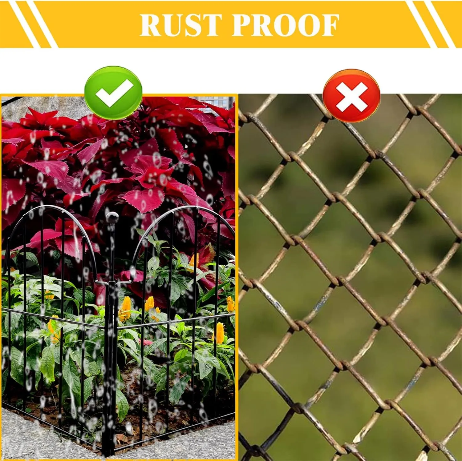 Garden Fence, 22 in(H) x 130 in(L) Arched Rustproof Metal No Dig Fence Garden Fence Border, Ground Stake Animal Barrier Fence for Rabbit Dog, Outdoor Decor for Yard & Patio