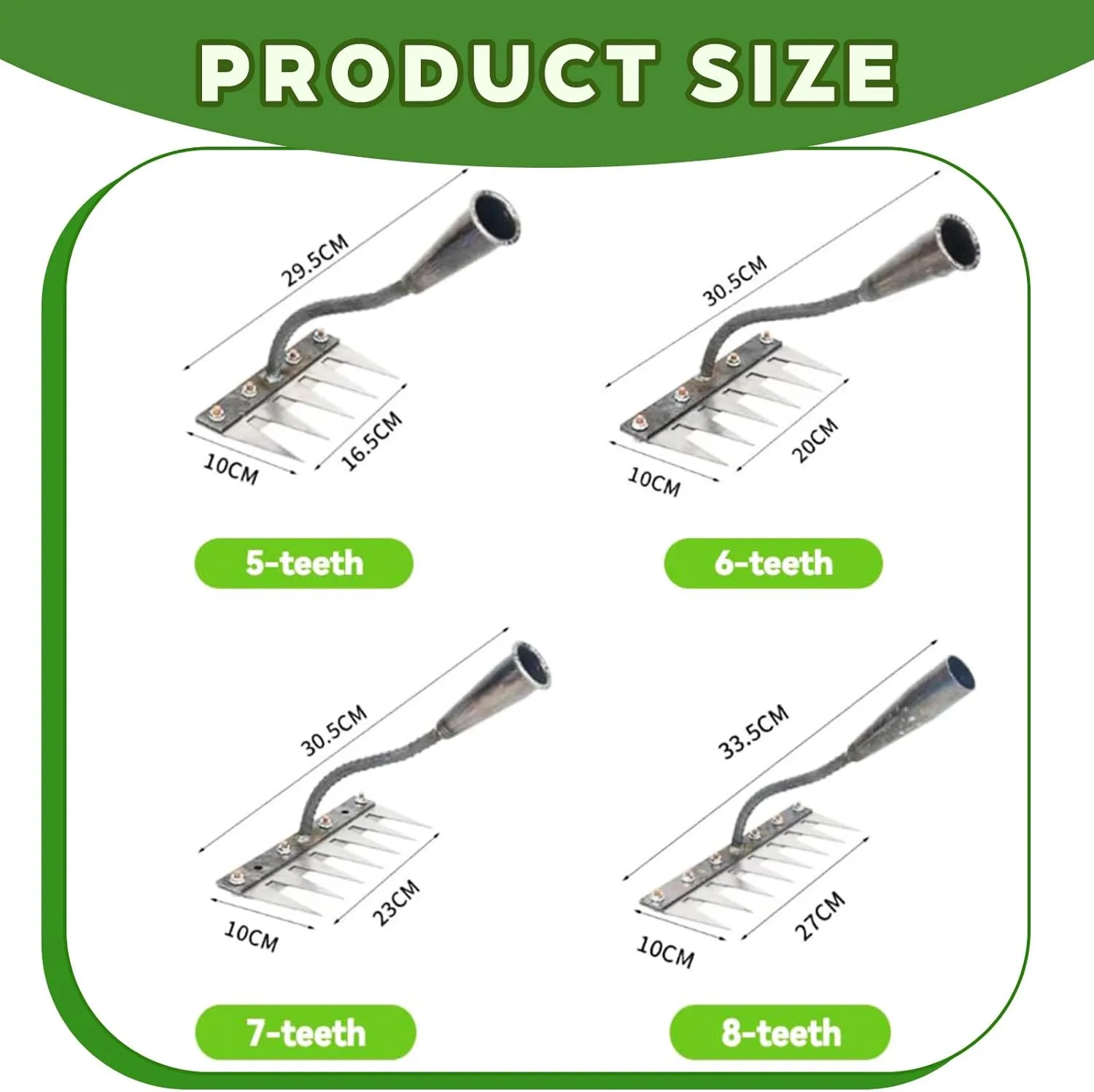 Gardenia Iron Weeding Rake, Iron Rake 2.0 for Gardening and Weeding, Ironrake Heavy-Duty Weed Rakes Carbon Steel (7 Teeth)