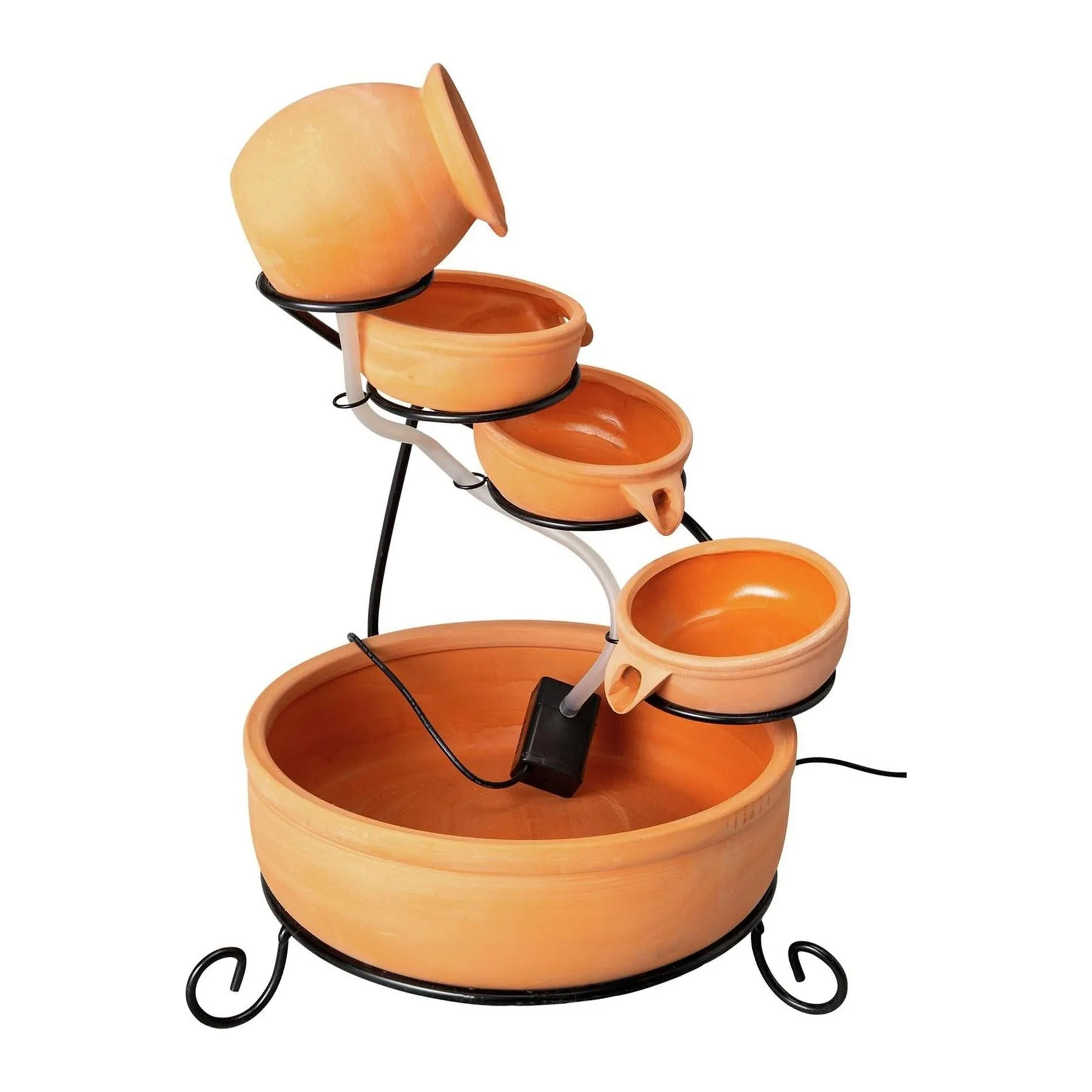 Gardenwize Garden Solar Powered Brown Terracotta Cascade Water Fountain Feature
