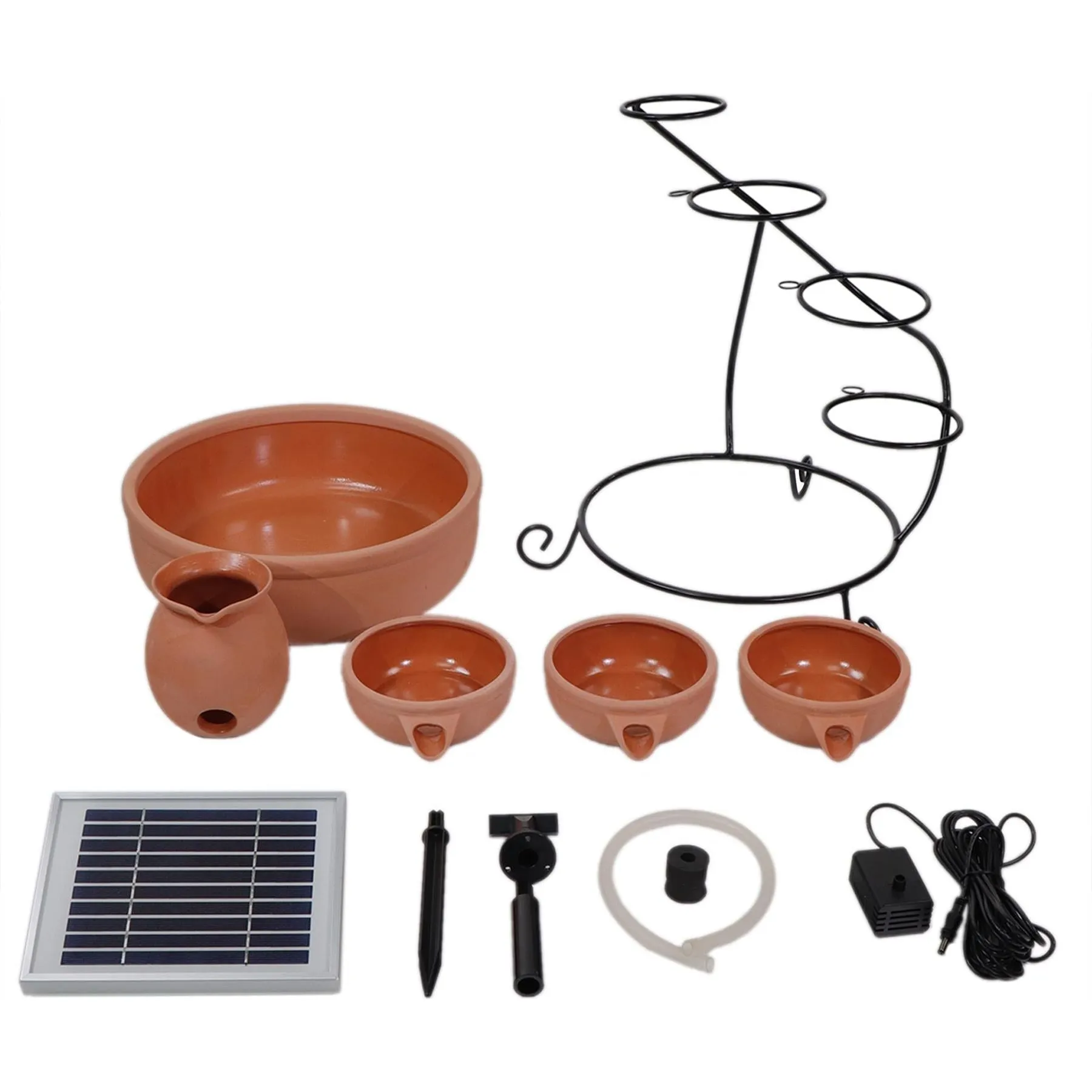 Gardenwize Garden Solar Powered Brown Terracotta Cascade Water Fountain Feature