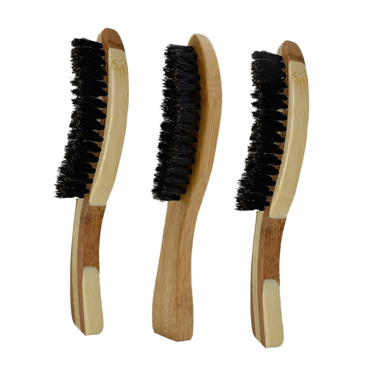Gatuida 3pcs Natural Boar Bristle Beard Brushes Wooden Grooming Tools for Men for Daily Beard Care and Travel Distributes Balm Random Style