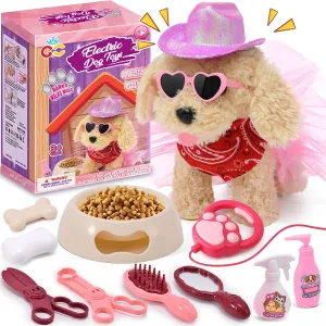 G.C Dog Toys for Kids Girls, Remote Control Walking Barking Electronic Interactive Stuffed Puppy Plush & Accessories Toys Pretend Play Pet Care Playset, Gifts for Toddlers Girls 3 4 5 6 Year Old
