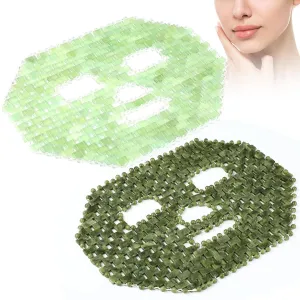 Geiserailie 2 Pcs Jade Facial Mask Natural Jade Sleep Mask Facial Eye Cooling Stone Massage Tools for Puffy Eyes Dark Circles Gift