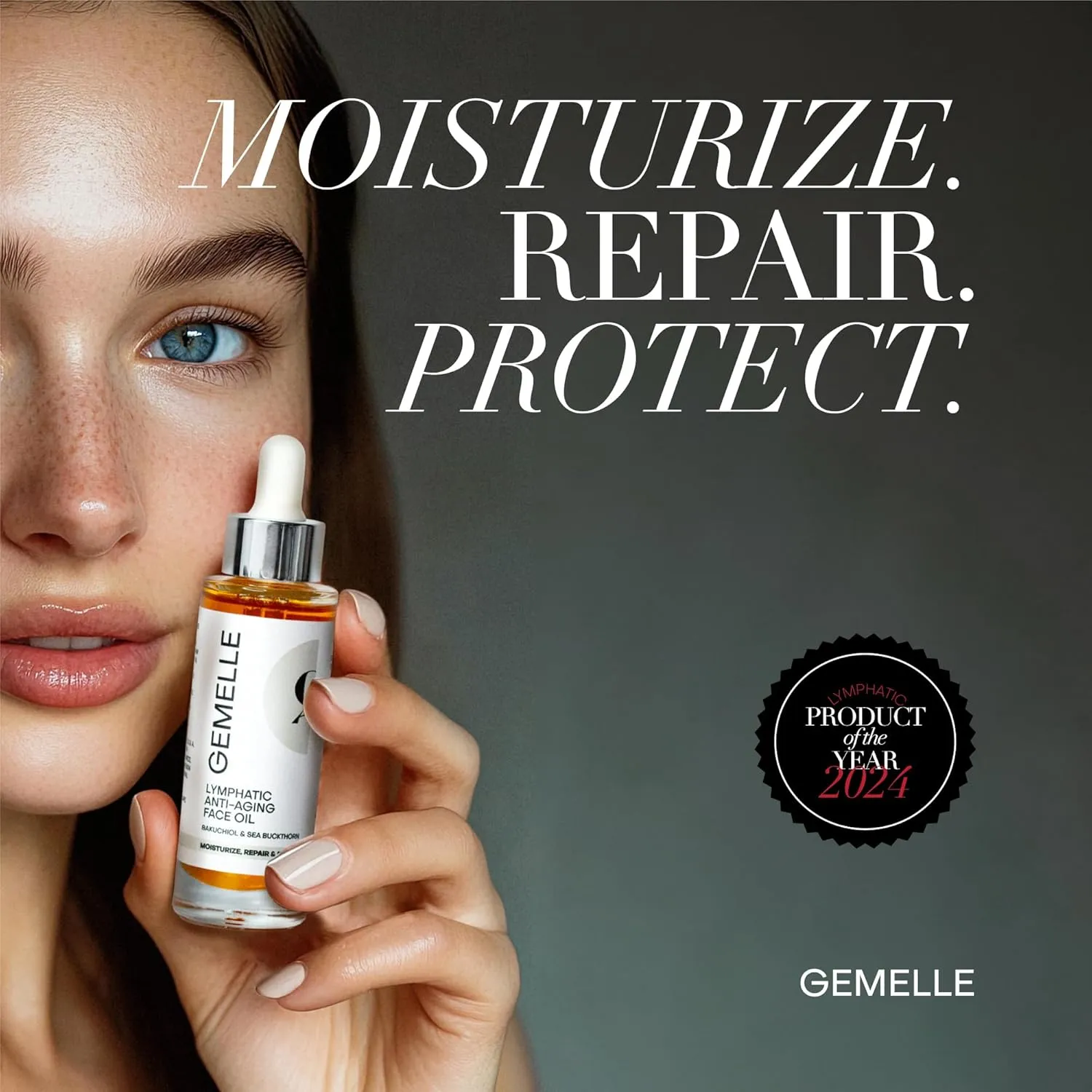 GEMELLE Lymphatic Anti-Aging Face Oil | 6x Award winner | Vitamin C,E & A | Moisturize, Repair & Protect | Bakuchiol, Sea Buckthorn & More! | Organic, Natural, Clean Beauty | Starter, Travel 15ml