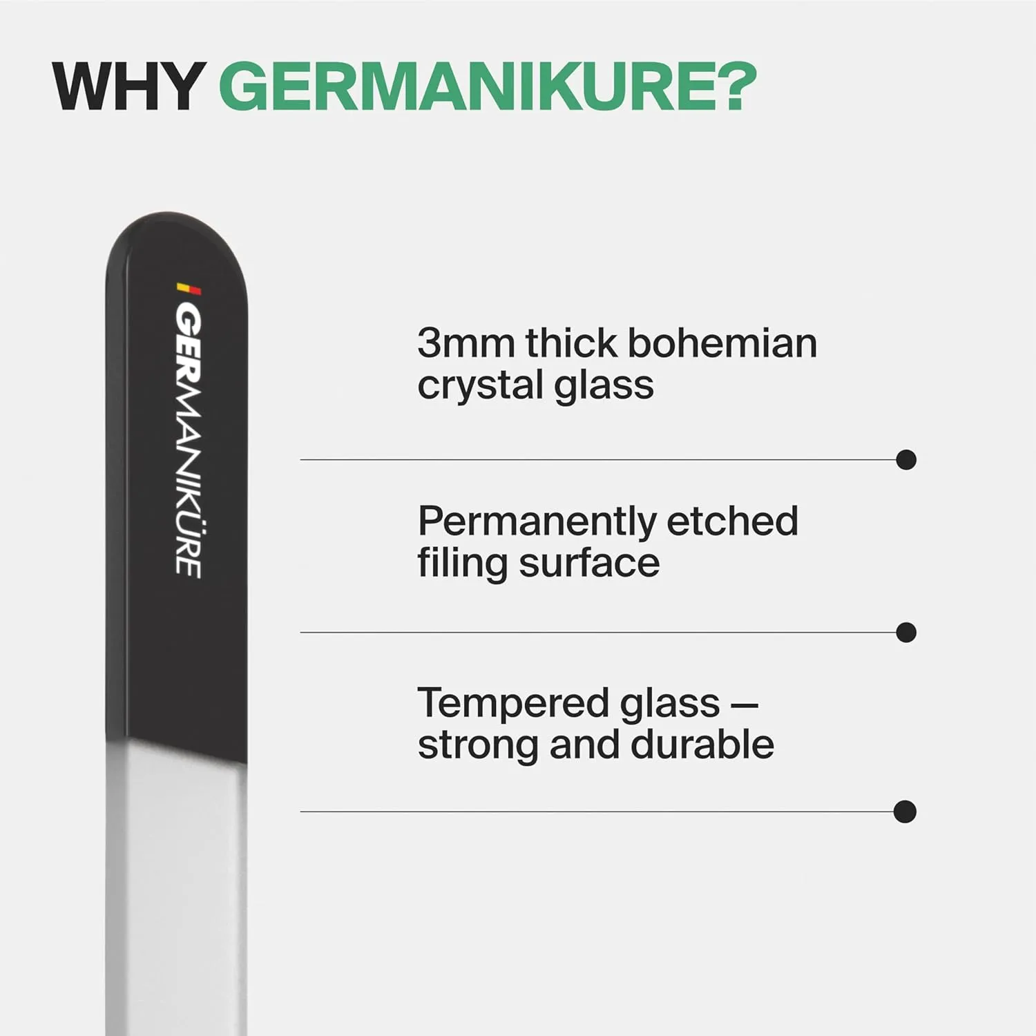 GERMANIKURE Glass Nail File in Suede Sleeve - You are Amazing - Professional Crystal Nail File for Natural Nails - Ideal Manicure & Pedicure Tool for Smooth, Easy Shaping - Nail Care Gift