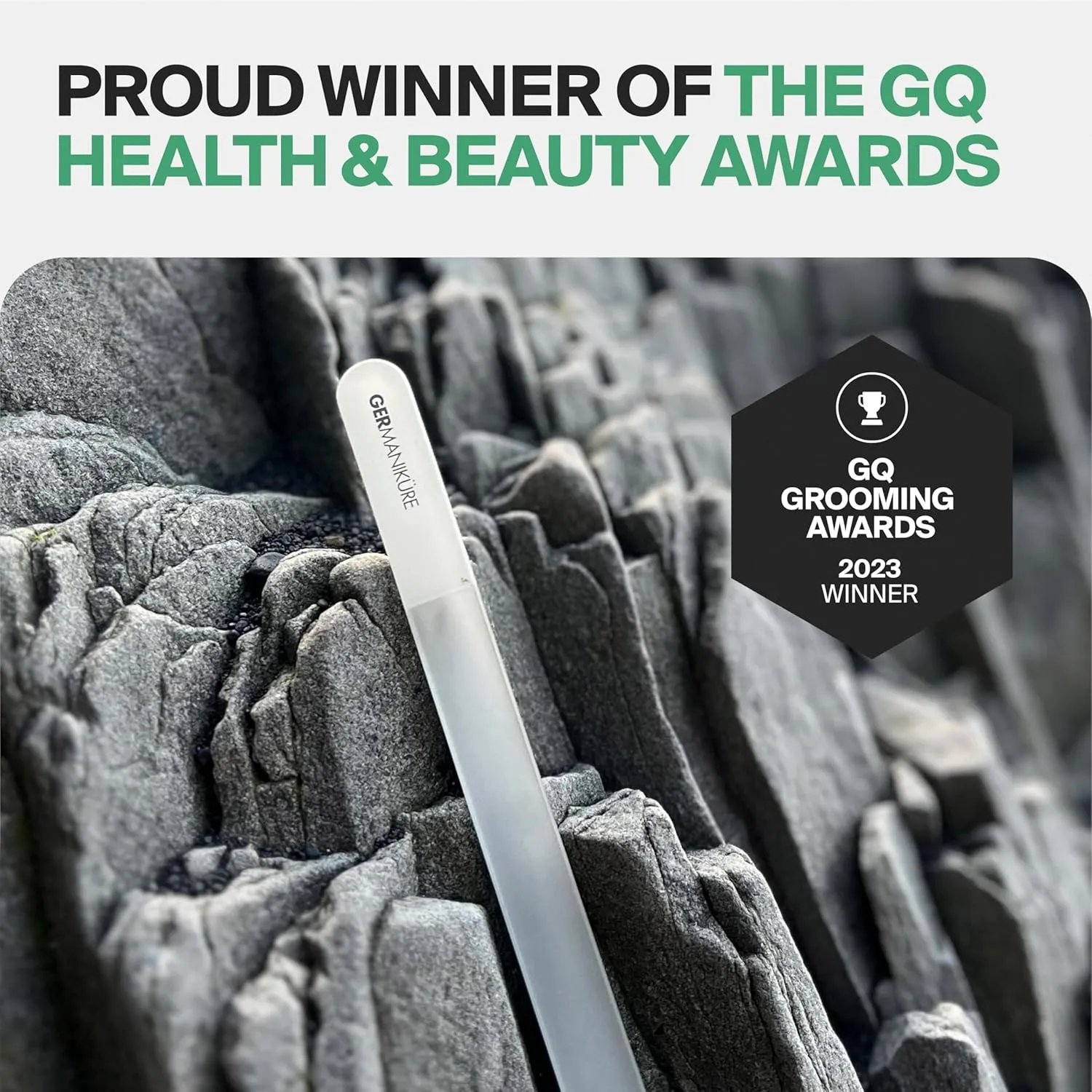 GERMANIKURE Glass Nail File in Suede Sleeve - You are Amazing - Professional Crystal Nail File for Natural Nails - Ideal Manicure & Pedicure Tool for Smooth, Easy Shaping - Nail Care Gift