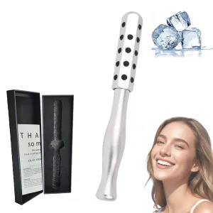 Germanium Stone Face Roller for Up Lifting and Skin Care，Uplift Facial Massaging Beautys Tool,Portable with Ergonomic Handle, Uplift Massaging Beauty Roller，Uplifting Face Massager Roller (Silver)