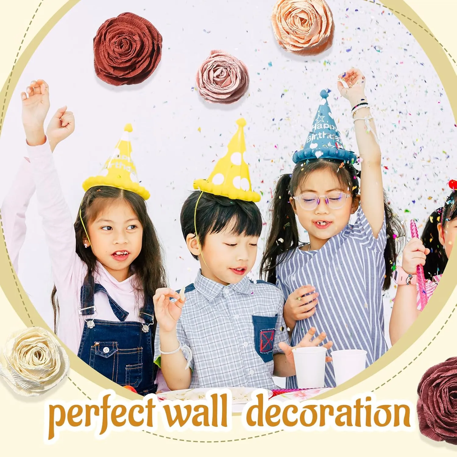Gersoniel 57 Pcs Crepe Paper Flower DIY Kits 6 Rolls 35g Crepe Paper Sheets 50 Pcs Floral Iron Wire 10 Inch x 8 Feet 1 Roll 50 Meter for Birthday Party Wedding(Pink Series)