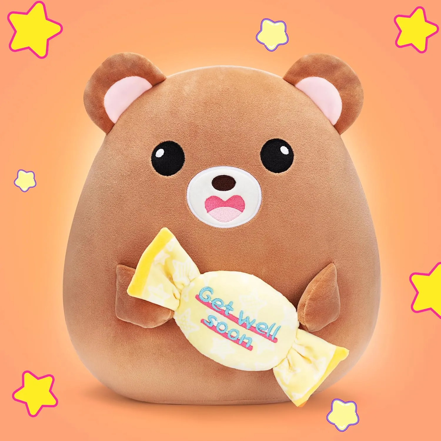 Get Well Soon Teddy Bear Plush Pillow Stuffed Animal Toy Patient Feel Better,13" Big Size Cute Soft Huggable Plushie,Gift for Kids Women Girl