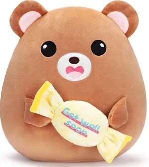 Get Well Soon Teddy Bear Plush Pillow Stuffed Animal Toy Patient Feel Better,13" Big Size Cute Soft Huggable Plushie,Gift for Kids Women Girl