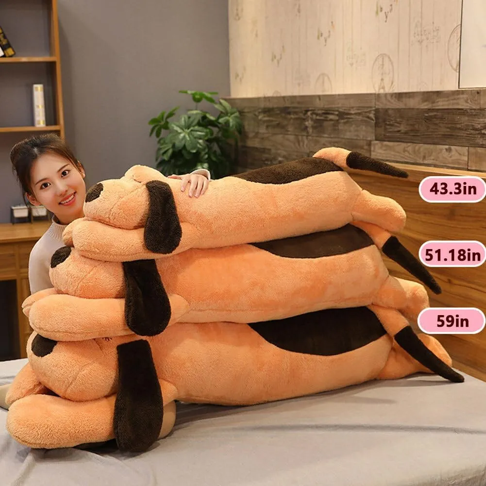 Giant Dog Puppy Stuffed Animals Plush Toy, 43.3 Inch Large Stuffed Dog Hugging Pillow Soft Sleeping Plush Body Pillow Birthday