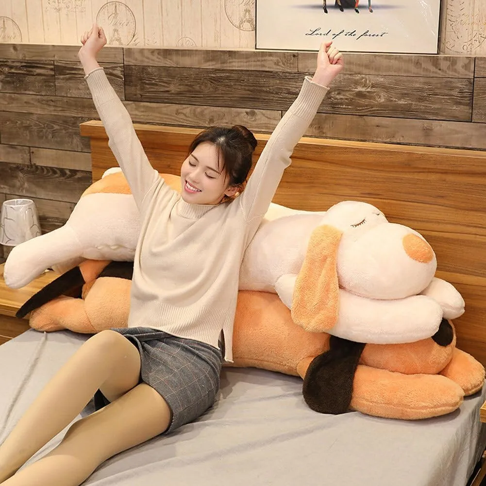 Giant Dog Puppy Stuffed Animals Plush Toy, 43.3 Inch Large Stuffed Dog Hugging Pillow Soft Sleeping Plush Body Pillow Birthday