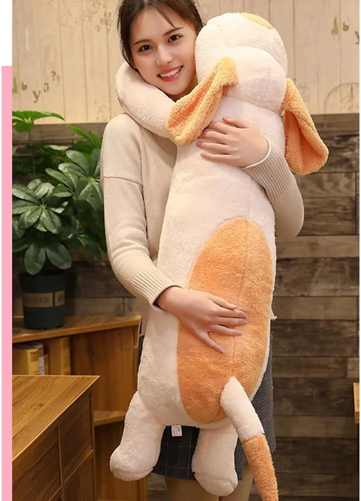 Giant Dog Puppy Stuffed Animals Plush Toy, 43.3 Inch Large Stuffed Dog Hugging Pillow Soft Sleeping Plush Body Pillow Birthday