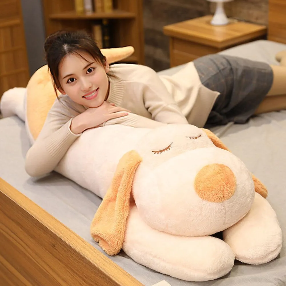 Giant Dog Puppy Stuffed Animals Plush Toy, 43.3 Inch Large Stuffed Dog Hugging Pillow Soft Sleeping Plush Body Pillow Birthday