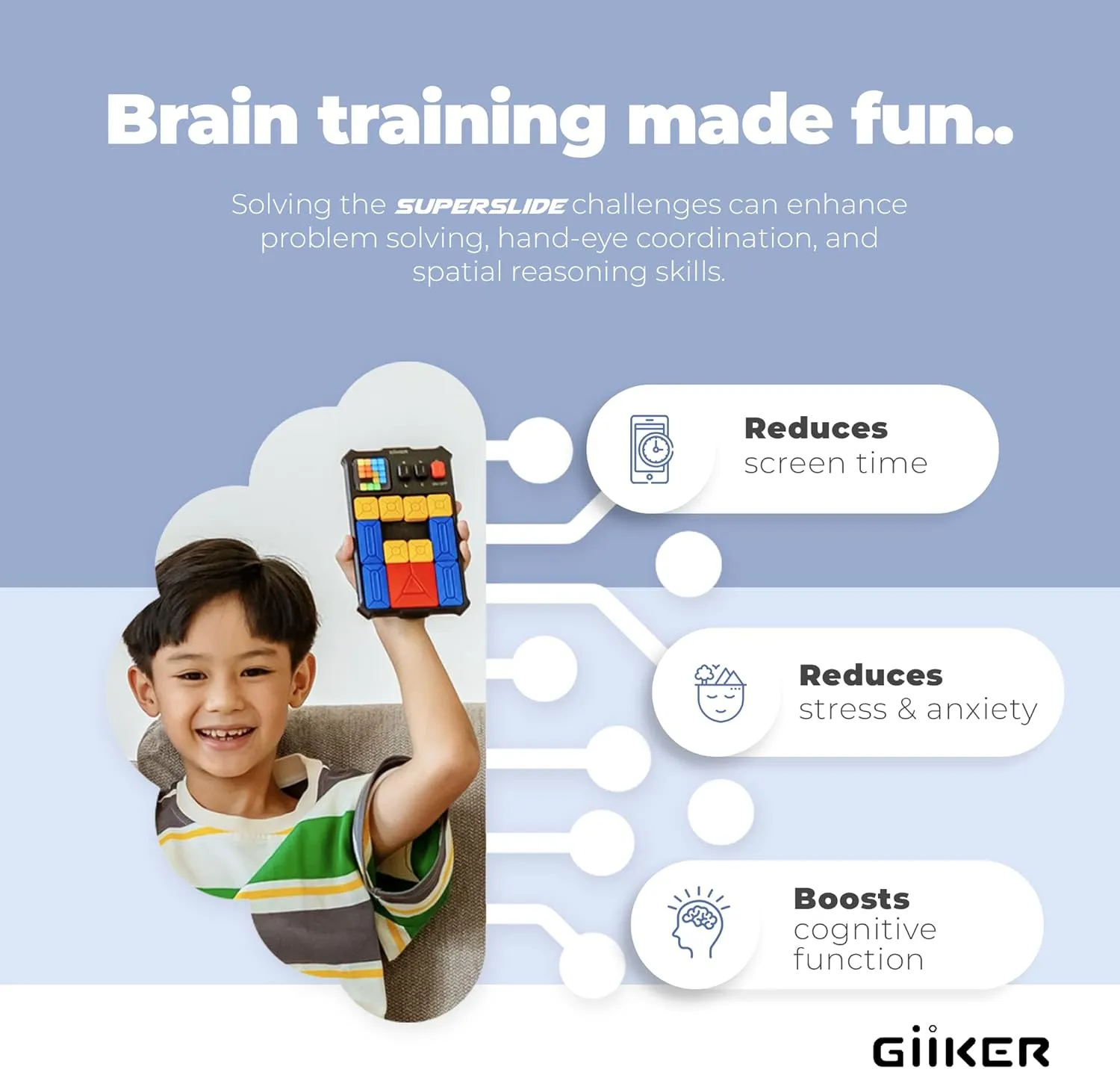 GiiKER Super Slide Puzzle Games, Original 500  Challenges Brain Teaser Puzzle, Toys for Kids, Travel Games Birthday Gifts Easter Stocking Stuffers for Boys Girls, Activities for Road Trips - Lavender