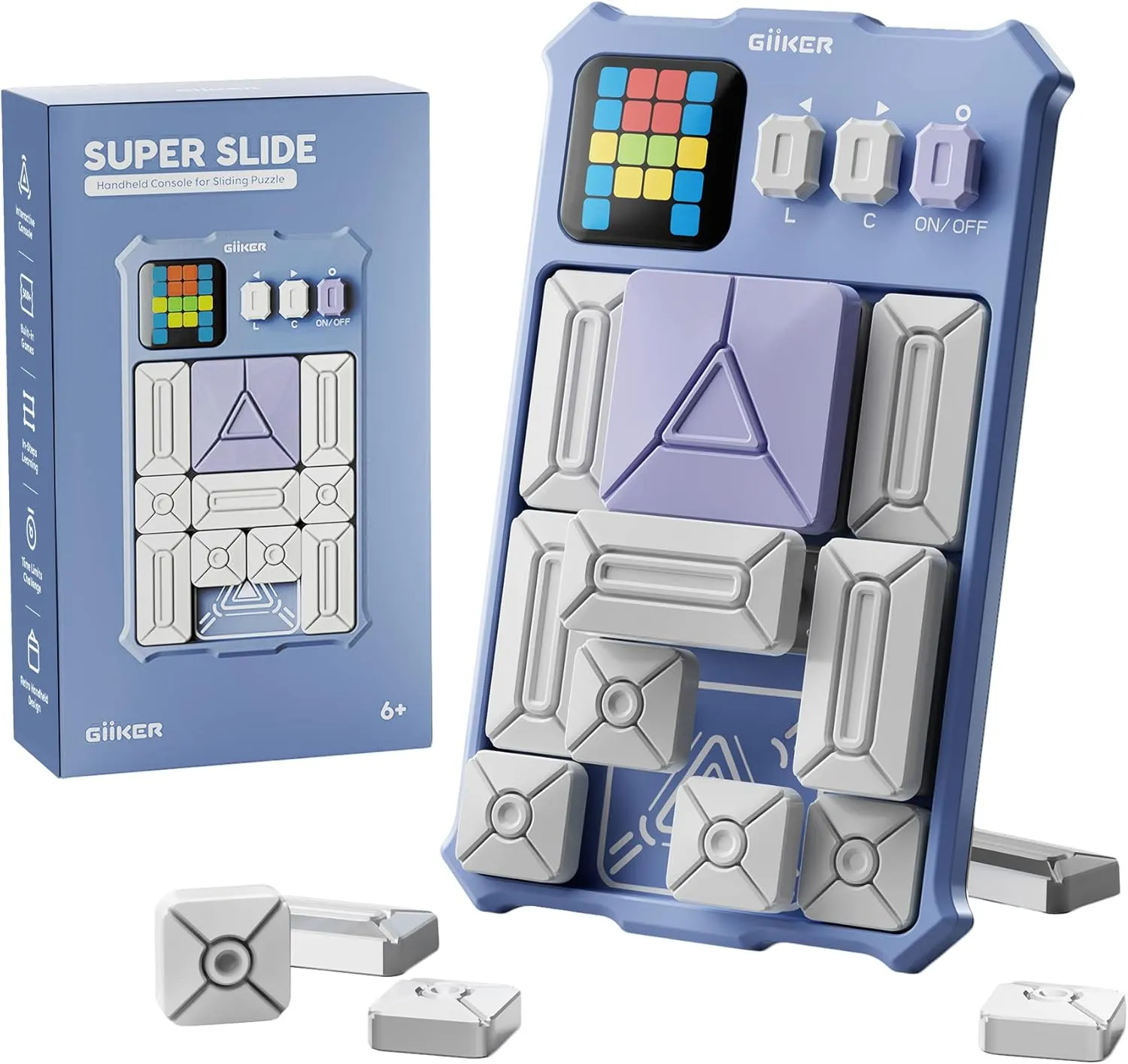 GiiKER Super Slide Puzzle Games, Original 500  Challenges Brain Teaser Puzzle, Toys for Kids, Travel Games Birthday Gifts Easter Stocking Stuffers for Boys Girls, Activities for Road Trips - Lavender
