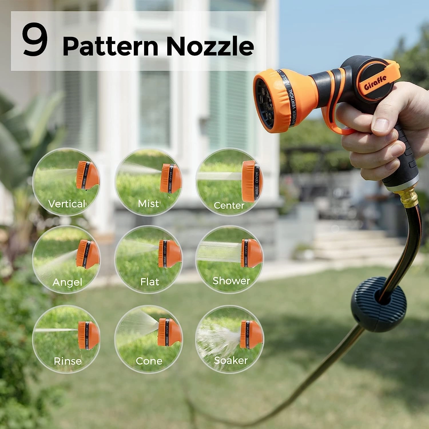 Giraffe Tools Hose Reel 1/2‘’ 78 ft, Heavy Duty Retractable Garden Hose Reel with Any Length Lock, Slow Return System, Wall Mounted and 180 Deg Swivel Bracket