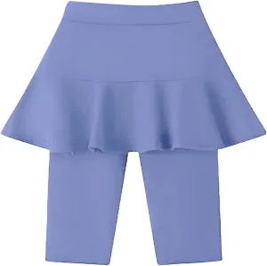 Girls Knee Length Leggings with Skirt Summer Fashion Stretchy Skirt Shorts Ruffle Yoga Pull On Dance Shorts