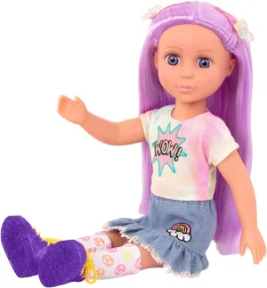 Glitter Girls Luma 14-inch Posable Doll with Hair Extension & Pink Hair Bow, Clips, and Colorful Outfit Toys, Clothes, and Accessories for Kids Ages 3 and Up