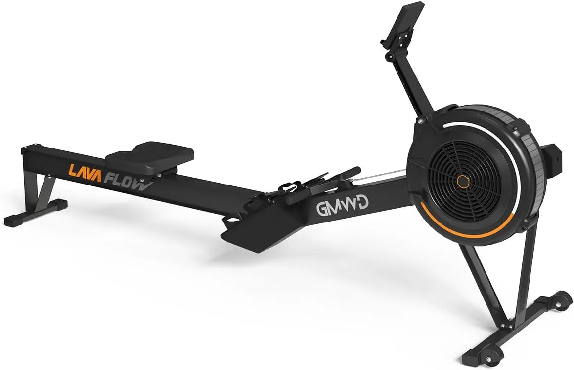 GMWD Rowing Machine for Home - Adjustable Air-Resistance Rower with Digital Exercise Monitor, Device Holder & Bench | Compact Rower Machine for Easy Storage