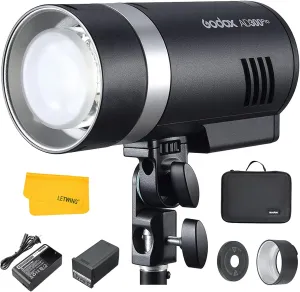 Godox AD300 Pro AD300Pro Outdoor Flash Strobe Light, 300Ws TTL HSS 1/8000s Studio Flash Monolight, 2600mAh Lithium Battery, 12W Modeling Lamp, Compatible for Canon Sony Nikon Fuji Olympus Panasonic