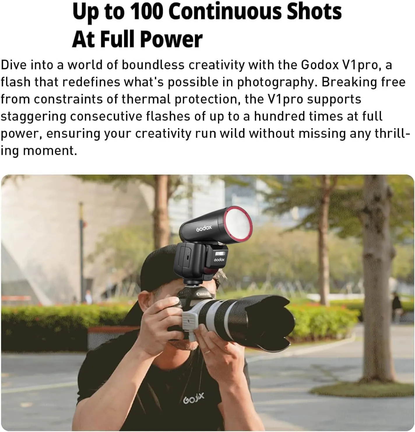 Godox V1 Pro C V1Pro C V1Pro-C V1ProC USA Version Round Head Camera Flash for Canon Flash Speedlite Speedlight,76Ws 2.4G TTL 1/8000 HSS,500 Full Power Flashes,1.3s Recycle Time,2980mAh Li-ion Battery
