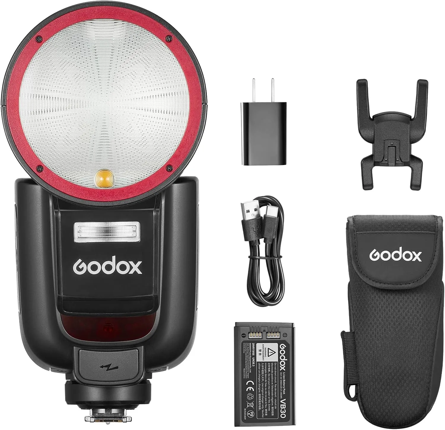 Godox V1Pro-S USA Version Flash for Sony, V1Pro-SU Camera Flash Speedlite with Detachable Sub Flash, USB-C Charge Battery, LED Modeling Light, 2.4G X Wireless 1/8000s HSS TTL Flash Speedlight