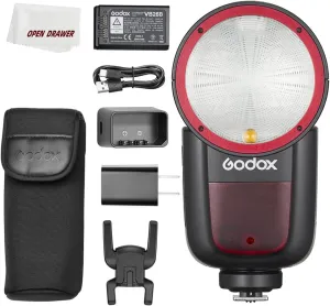 Godox V1S Flash V1-S USA Version Round Head Camera Flash, 2.4G TTL Flash, 1/8000s HSS, Built-in Lithium Battery, 10 Level LED Modeling Lamp, 1.5s Recycle Time for Sony Camera