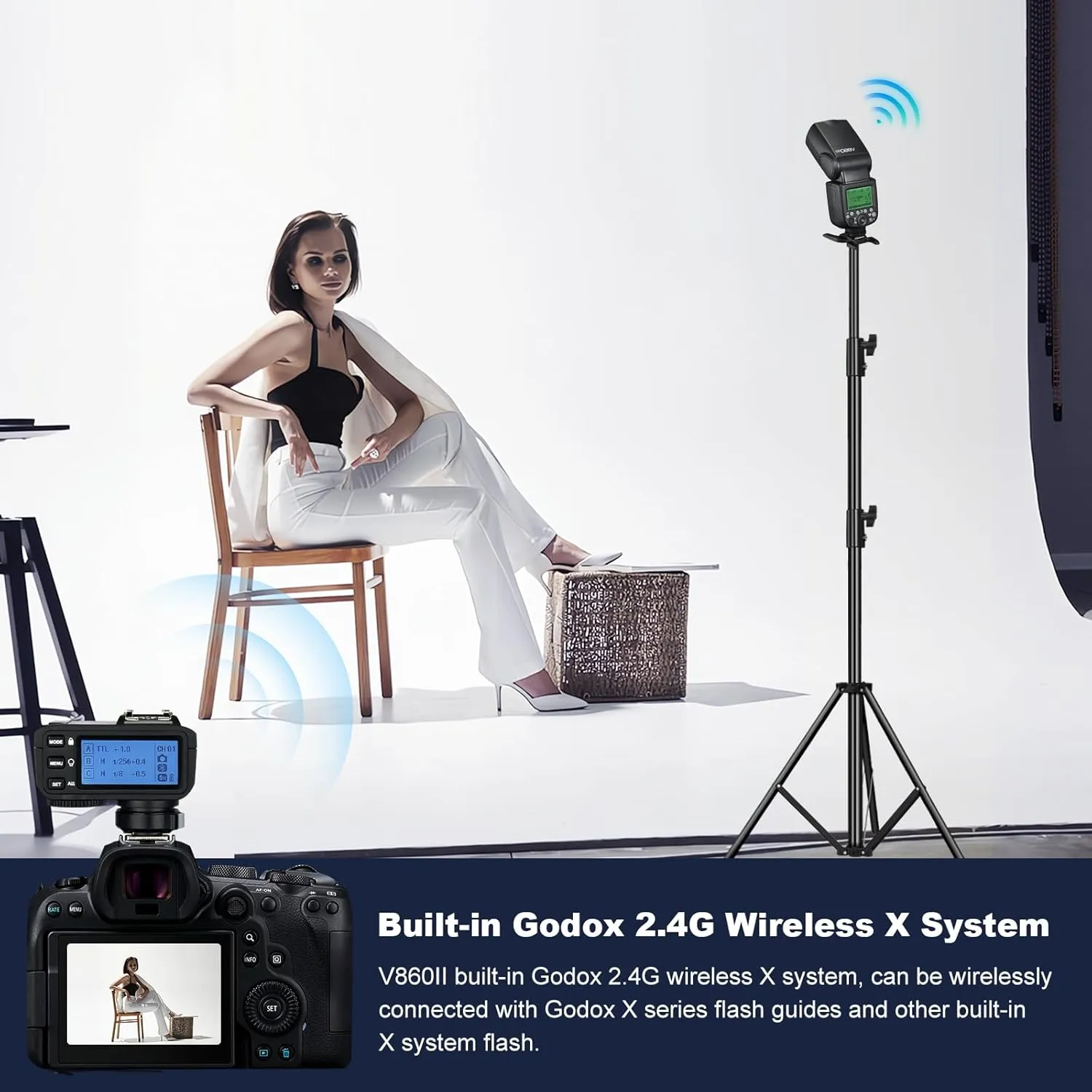 Godox V860II-S High-Speed Sync GN60 1/8000 2.4G TTL Li-ion Battery Camera Flash Speedlite Light Compatible for Sony Camera & USB LED