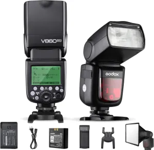 Godox V860II-S High-Speed Sync GN60 1/8000 2.4G TTL Li-ion Battery Camera Flash Speedlite Light Compatible for Sony Camera & USB LED