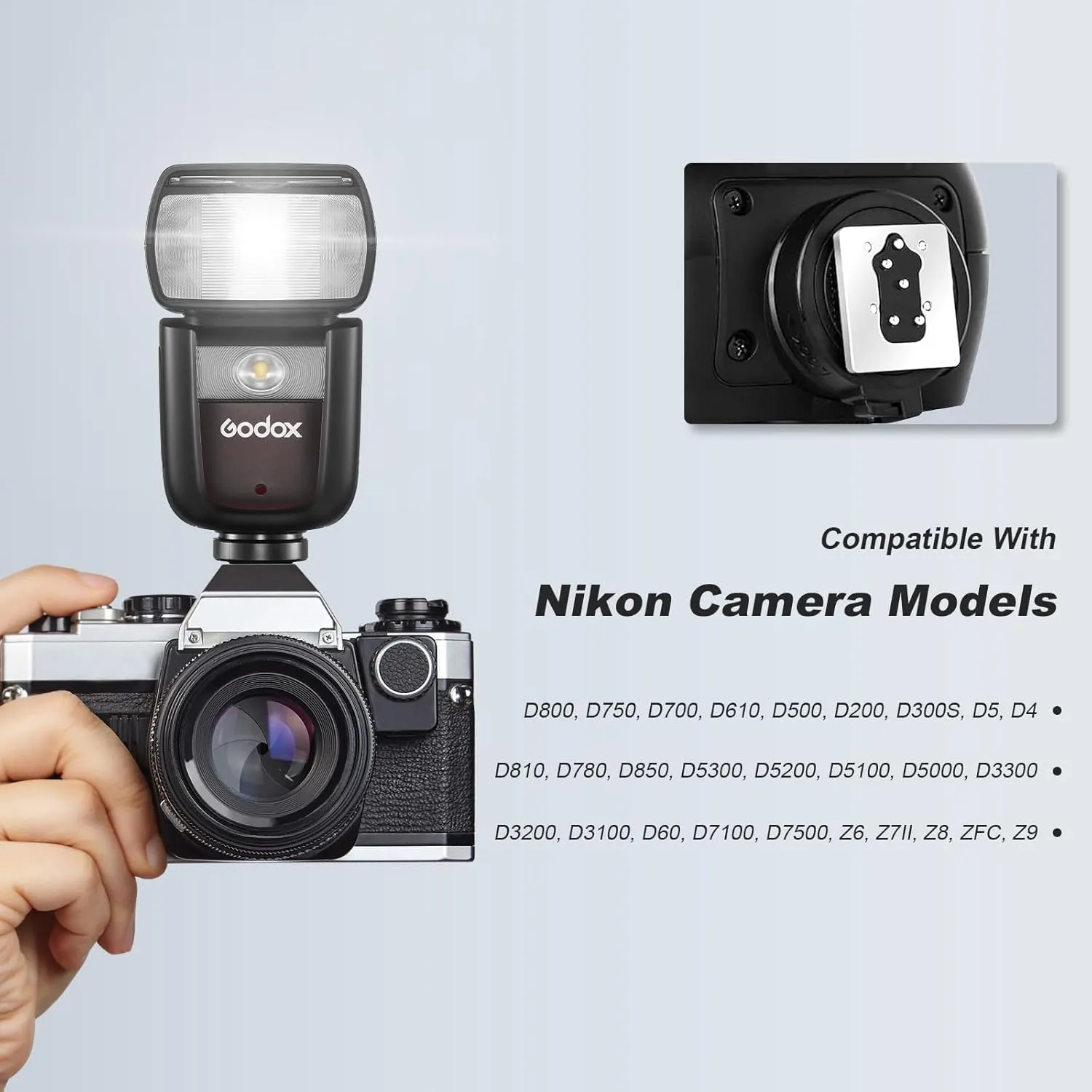 Godox V860III-N Camera Flash for Nikon with 7.2V/2600mAh Li-ion Battery 2.4G HSS 1/8000s 480 Full-Power Flashes Speedlite Light 0.01-1.5s Recycle Time,10 Levels LED Modeling Lamp
