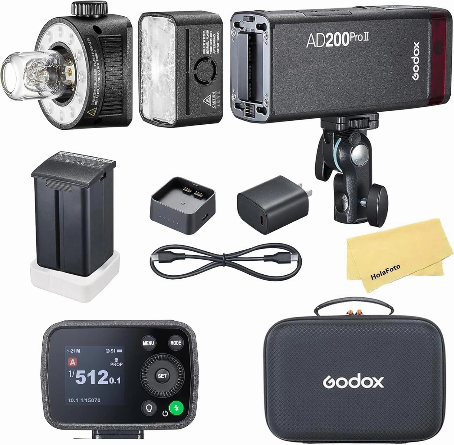 Godox AD200 Pro II 2.4G Pocket Flash Strobe,500 Full Power Flashes,0.01-1.8s Recycling,2900mAh Battery for Canon Sony Nikon Fuji Fujifilm Olympus Panasonic Pentax Etc Cameras(Godox AD200 Pro Upgraded)