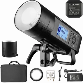 Godox AD400Pro 400Ws GN72 TTL 1/8000s HSS 2.4G X System All-in-One Outdoor Flash Speedlite Strobe Light, Battery-Powered Monolight, 390 Full Power Pops, 0.01-1s Recycle Time, 30W LED Modeling Lamp