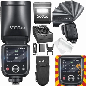 GODOX V100 C Godox Flash for Canon - 100Ws TTL Flash for Canon EOS Cameras, Touchscreen Control, 400-Full-Power-Flashes, 1.7s Recycle Time, 2.4G Wireless with External-Flash
