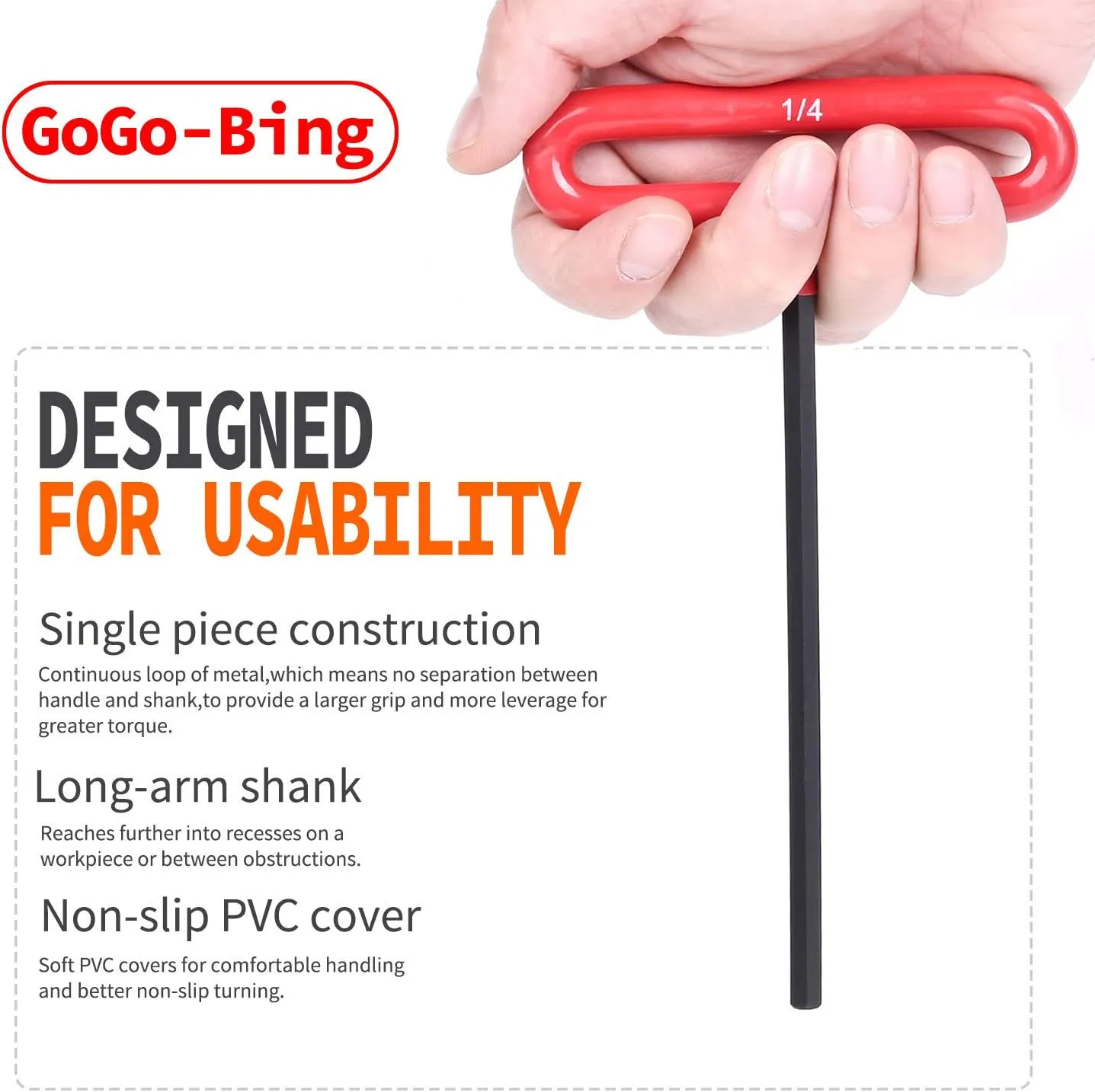 GogoBing Cushion Grip Hex t handle torque T-Key allen wrench sets long screwdriver tool - 8 SAE Standard 3/32-1/4 Inch & 8 Metric 2.5-6 MM Sizes & 8 Torx T9-T40, Red&Blue&Green