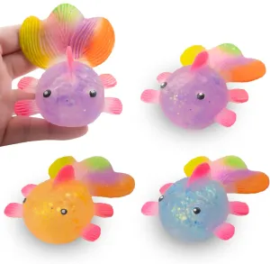 Goldfish Toy, Pull, Stretch and Squeeze Stress, Cute Fish Toy for Anxiety Relief, Birthday, Christmas, Office, Stocking Stuffer Gift, Toy Axolotl for Pulling (Set of 3) (Goldfish)