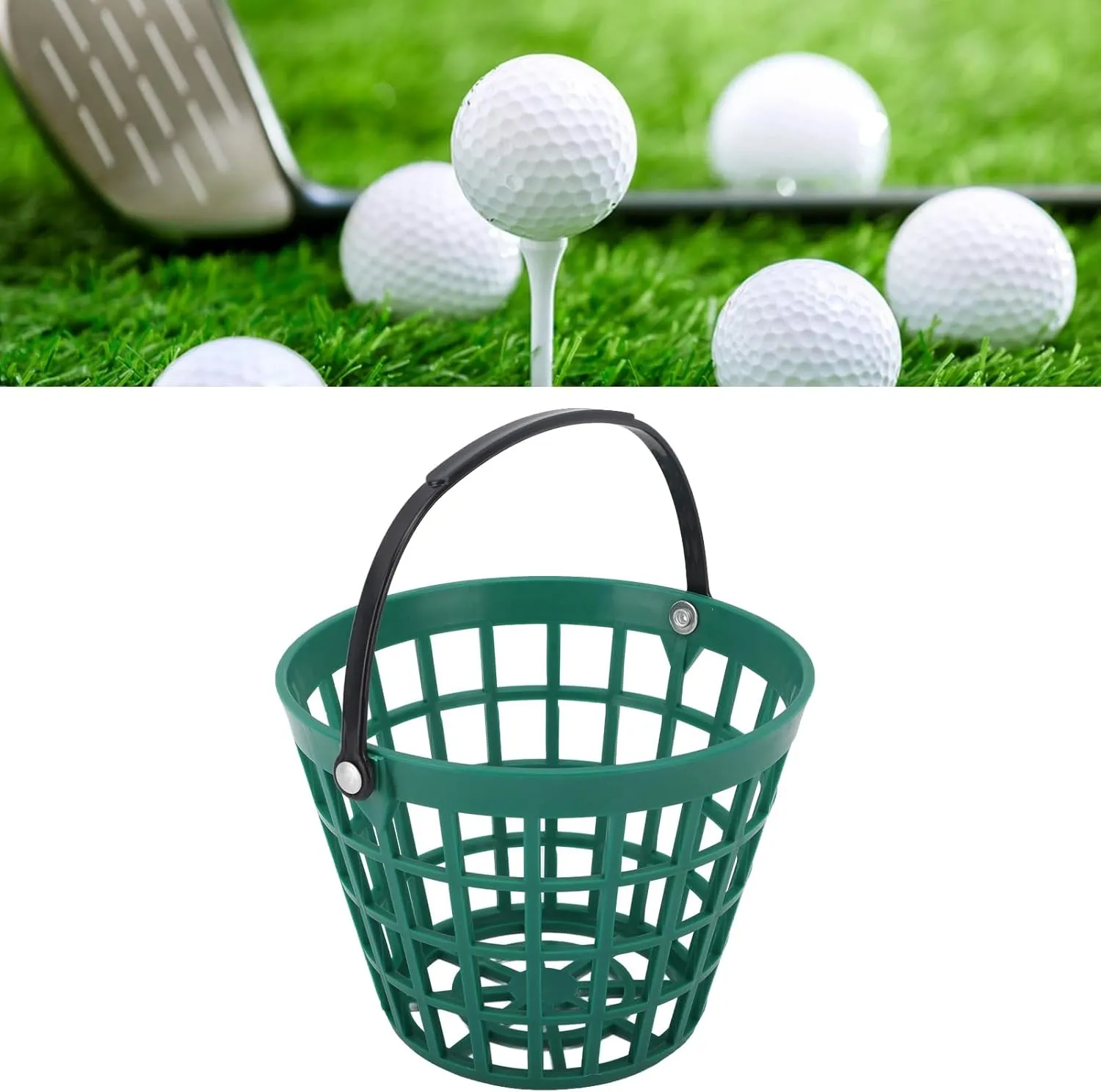 Golf Ball Basket, Nylon Plastic Golf Ball Bucket Golfball Container with Handle Ball Holder Contains Portable Golf Ball Holder Golfball Bucket for Stadium