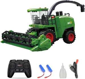 GoolRC Remote Control Harvester, 1:24 Scale RC Combine Harvester, 4WD 6 Channel High Simulation Farm Tractor with Smoke Light Sound Effects, 2.4GHz Electric Truck with 2 Batteries for Kids and Adults